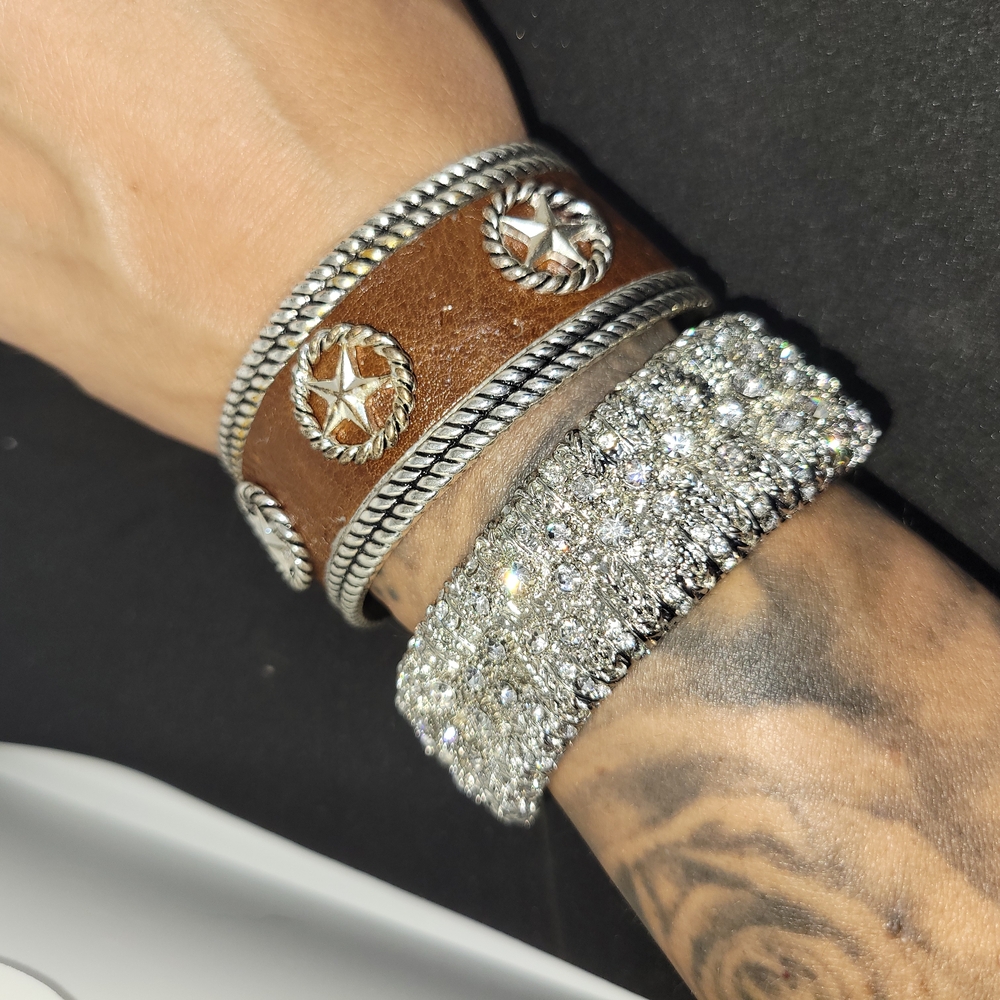 Brown and Silver Bling Womans Bracelet Set